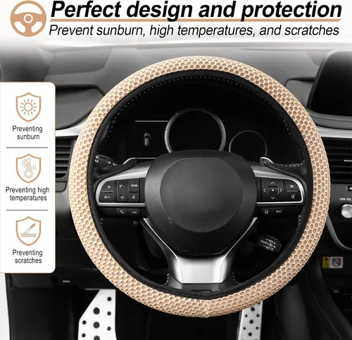 Miniatura 6 de Alpmosn Funda Elástica Extensible para Volante, Microfibra Transpirable de Seda de Hielo, Antideslizante, Accesorios de Interior de Automóvil