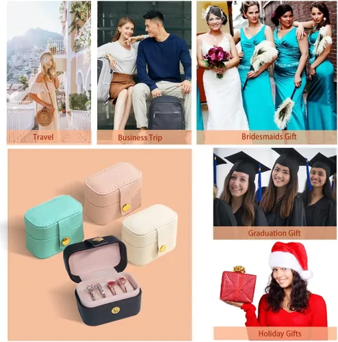 Miniatura 7 de VOMNA Estuche de joyería de viaje, pequeña caja de anillo de joyería, soporte para anillos, mini estuche de joyería de viaje portátil para anillos