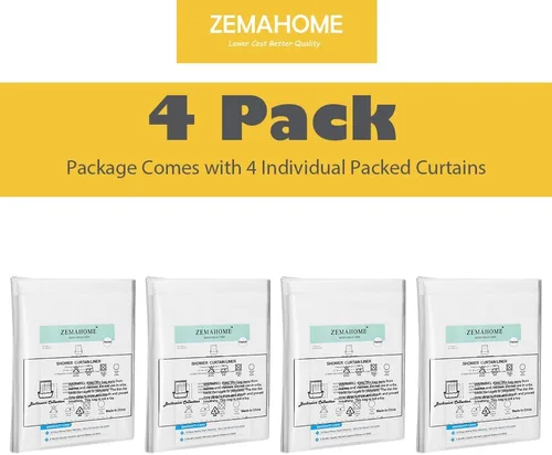 Miniatura 2 de ZEMAHOME Paquete de 4 cortinas de ducha de plástico PEVA de alta calidad, peso ligero, 72 x 72 pulgadas, forro transparente para cortina de baño