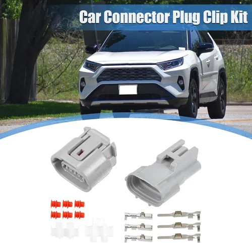 Miniatura 2 de X AUTOHAUX 1 Unidades 3 Pin TS Alternador Conector Adaptador Macho y Hembra Plug Clip Kit Reemplazo Para Toyota