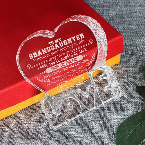 Miniatura 4 de Regalo de cristal de corazón grabado para nieta de la abuela, placa de cristal personalizada, aniversario, Navidad, regalo de cumpleaños para nieta