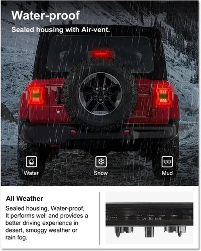 Miniatura 6 de Kiwi Master Tercera luz de freno LED para Jeep Wrangler JL/4xe 2018-2026 Accesorios Tercera luz de freno de montaje alto