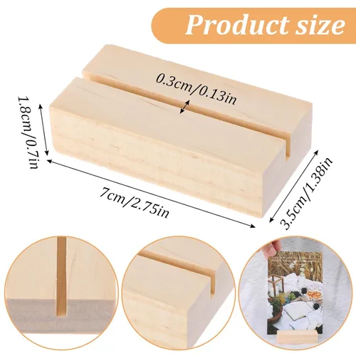 Miniatura 2 de 50 soportes de madera para tarjetas de lugar, soportes de números de mesa, soportes acrílicos, soportes de exhibición de imágenes para boda, fiesta