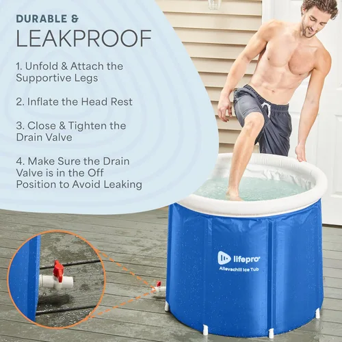 Miniatura 3 de Lifepro Bañera de hielo portátil con cubierta y bolsa de almacenamiento, bañera de hielo para el hogar y viajes para atletas y adultos, bañera fría