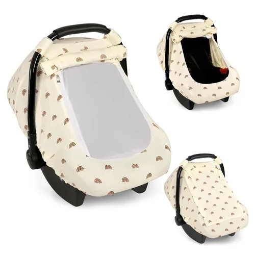 Miniatura 8 de Fundas de asiento de automóvil de muselina para bebés, funda de asiento de automóvil de verano para niños y niñas con ventana transpirable, toldo