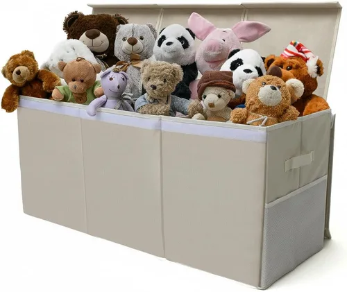 Miniatura 16 de SoftOwl Organizador de almacenamiento de juguetes extra grande con tapa, diseño de caja de almacenamiento de juguetes resistente y plegable, Negro