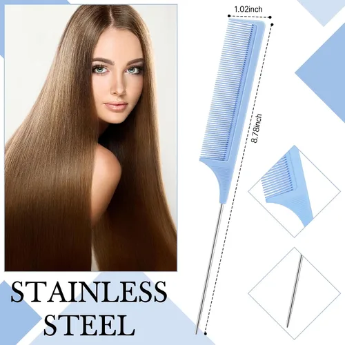 Miniatura 4 de Geiserailie Juego de 3 cepillos para el cabello con parte trasera lisa, cepillo de cerdas, control de bordes, peine para mujer, cabello negro