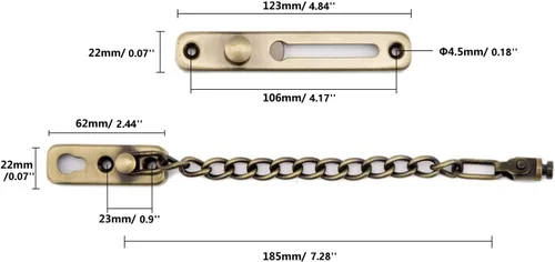 Miniatura 2 de Cerradura de puerta de cadena de acero inoxidable, resistente, pestillo interior de la puerta, cerradura de puerta sin llave, añade seguridad Verde