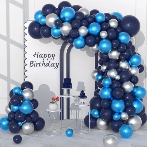 Miniatura 28 de Black and Silver Balloons Garland Arch Kit, 142PCS Black and Metallic Silver Confetti Balloons for Baby Shower Wedding Men Women Birthday
