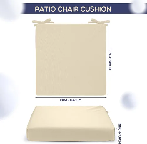 Miniatura 2 de Preboun Paquete de 6 Cojines para Sillas de Exterior 19" x 19" x 3" Patio Impermeables Resistentes a la Decoloración Cojines de Asiento con Lazos
