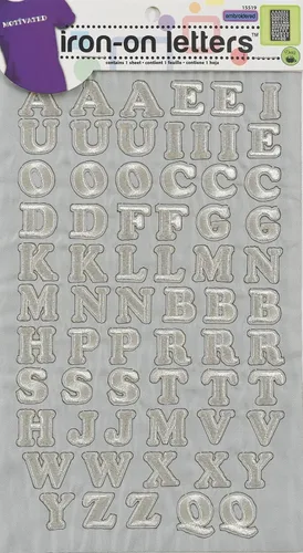 Miniatura 4 de Dritz Letras termoadhesivas de 1 pulgada, estilo de bloque bordado, 1 hoja, color negro