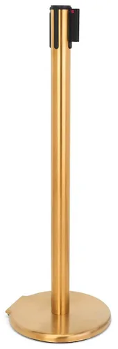 Miniatura 2 de QueuePole.Deluxe - Puntal de control de multitudes de 41 pulgadas con barrera retráctil de 10 pies, poste dorado, cinturón negro (RCCDXBZBK)