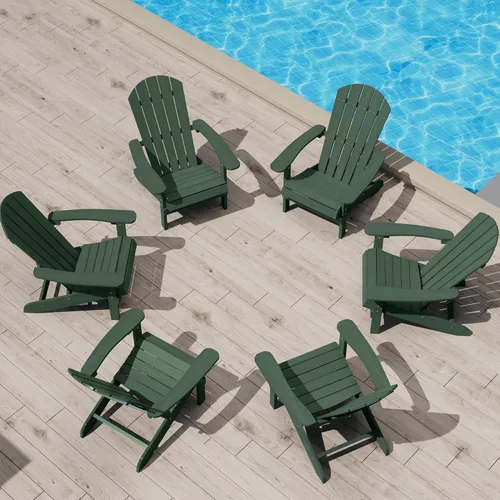 Miniatura 40 de YEFU Silla Adirondack de plástico resistente a la intemperie, sillas de patio con instalación fácil en 5 pasos, se ve exactamente como madera real