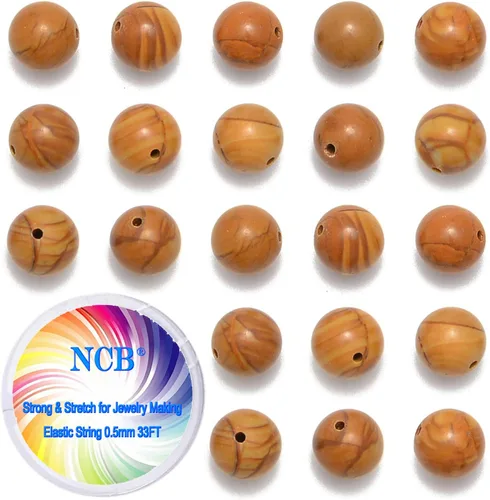 Miniatura 30 de NCB - 200 cuentas sueltas de turquesa africana de 0.15 pulgadas (4 mm) para joyería, cuentas semipreciosas naturales redondas y suaves con espaciador
