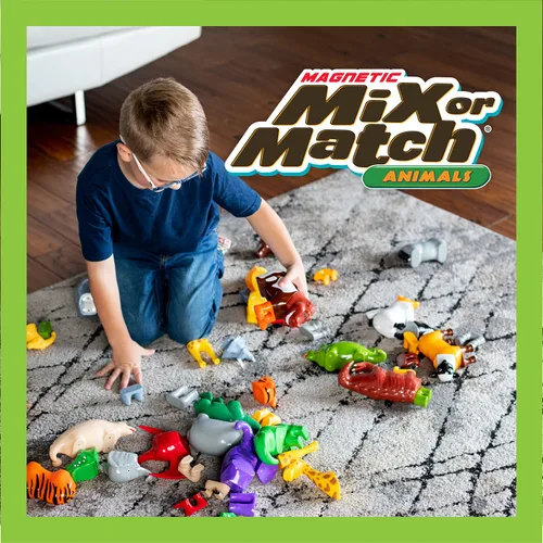 Miniatura 7 de Juego de juguetes magnéticos para mezclar o combinar dinosaurios, 15 piezas