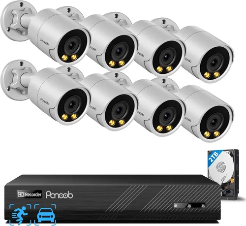 Miniatura 16 de Sistema de cámara de seguridad de 16 canales PANOOB 4K para uso comercial, NVR PoE 4K 16CH HDD 4TB, 16x cámaras IP al aire libre con cable 8MP