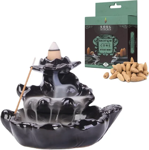 Miniatura 15 de SOUL STICKS Soporte de incienso de reflujo fuente de cascada para el hogar, oficina, yoga, decoración de habitación y aromaterapia con 1 paquete