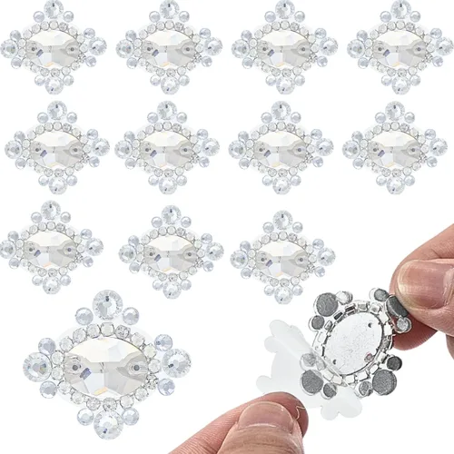 Miniatura 10 de PEARLY JUN 12 parches de 6 colores mezclados con diamantes de imitación autoadhesivos, apliques de diamantes de imitación para planchar en Oatch