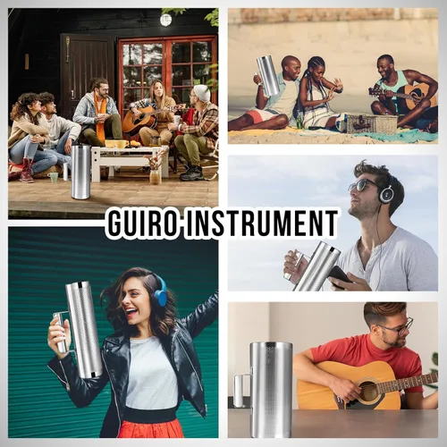 Miniatura 7 de Soulmate de acero inoxidable 12" x 4" con raspador, güiro profesional de percusión latina, herramienta de entrenamiento musical para acompañamiento