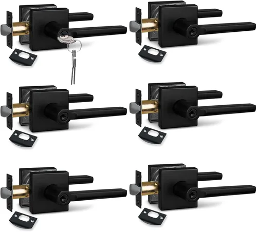 Miniatura 37 de NEWBANG Palanca de puerta de cama/baño para privacidad Baño e interior Manija de cerradura de puerta en negro mate envejecido, HD1601-DB-BK-1P