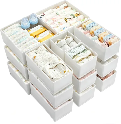 Miniatura 11 de Vtopmart Paquete de 18 organizadores de ropa de bebé, organizador de cajones de tocador para ropa de bebé, contenedores de almacenamiento plegables