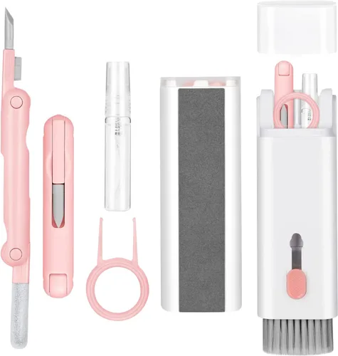 Kit de limpieza electrónica 7 en 1, limpiador de teclado, kit de limpieza de laptop para monitor, teléfono celular, auriculares, Lego, lente de Rosa