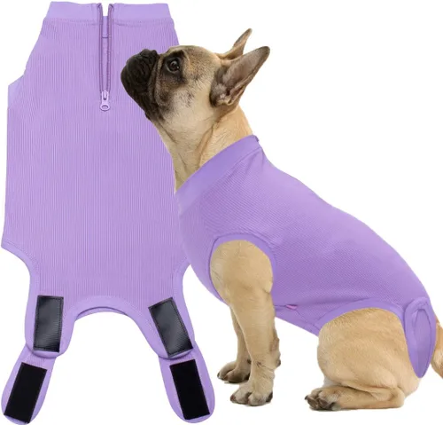 Miniatura 18 de Traje de Recuperación Wabdhaly para Perros, Traje de Cone de Perro con Cremallera Alternativa para Cirugía de Esterilización Femenina, Traje