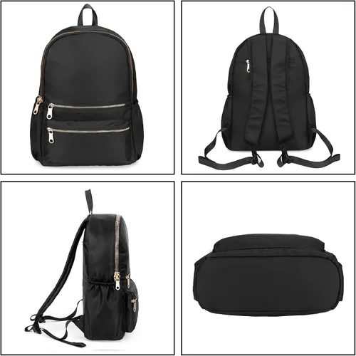 Miniatura 3 de Uromee Mochila para mujer, bolsa de hombro impermeable de nailon para viaje, 269 negro, Mochilas Daypack