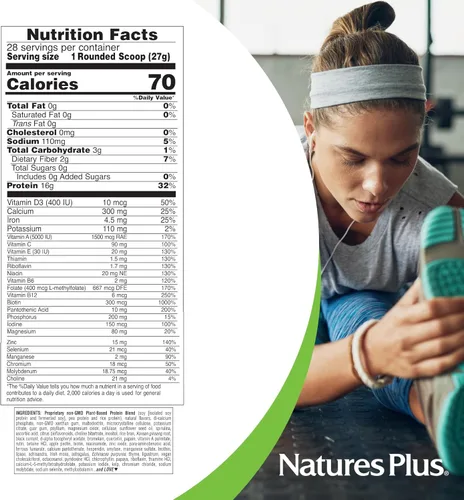 Miniatura 5 de NaturesPlus Energy Shake - 1.7 libras - 0.56 oz de proteína a base de plantas por porción - Contiene enzimas que apoyan la digestión - Sin azúcar