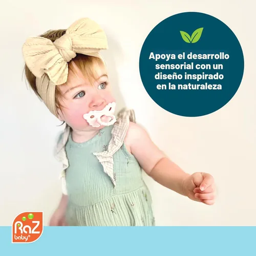 Miniatura 3 de RaZbaby RaZberry - Mordedor de silicona y chupete para alivio de la dentición en bebés, grado alimenticio, libre de BPA, diseño manos libres
