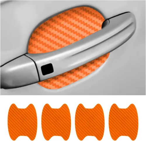 Miniatura 8 de 4 calcomanías protectoras de manija de puerta de auto, película protectora universal de fibra de carbono antiarañazos, adhesivos de pintura lateral
