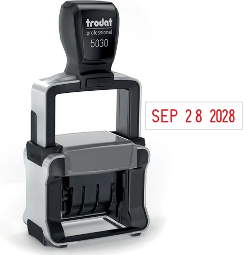 Trodat 5030 Profesional 4.0 Sello de fecha solamente, autoentintado, Tamaño de impresión 1-5/8” x 3/8” (Rojo)