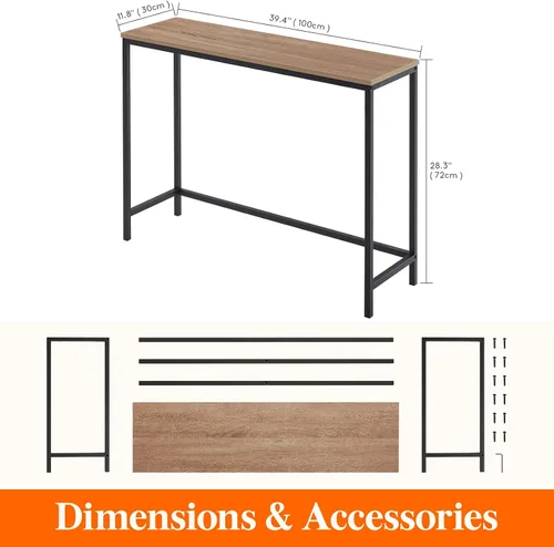 Miniatura 2 de Lifewit Mesa de consola de 39.4 pulgadas, mesa de sofá estrecha con marco de metal para sala de estar, mesa de entrada industrial para pasillo
