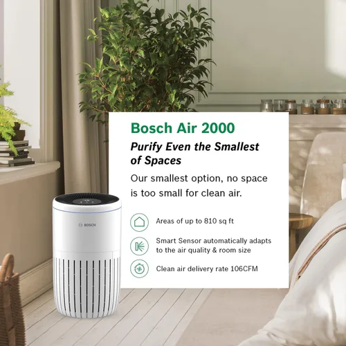 Miniatura 2 de BOSCH - Purificador de aire para el hogar (cubiertas, 810 pies cuadrados), filtro 3 en 1 para polen, humo, polvo, caspa, contaminación al aire