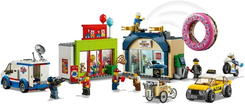 Miniatura 7 de LEGO City Donut Shop Opening 60233 - Apertura de tienda para construir y jugar con taxi de juguete, camioneta y camión con grúa, fácil construcción
