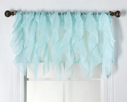Miniatura 5 de 1 pieza cenefa transparente con volantes en cascada beige estilo Shabby Chic (50" x 16")