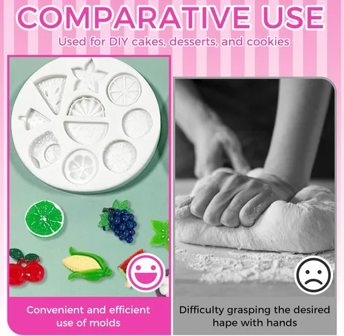 Miniatura 4 de Juego de 2 moldes de silicona para frutas, molde pequeño para decoración de pasteles, chocolate, dulces, resina, arcilla, mini molde de sandía
