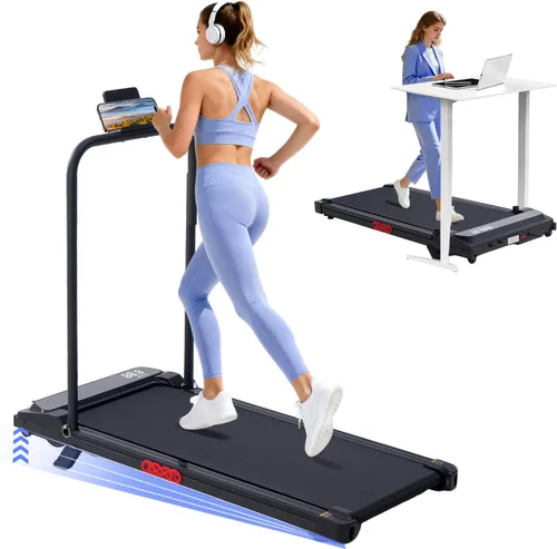 KASSADIN Walking Pad with Handle Bar, 2026 Upgrade Portable Small Treadmill with Handles for Home Small, 3.0HP Under Desk Walking Pad Treadmill with