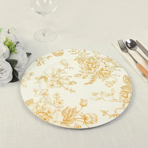 Miniatura 18 de Efavormart - Paquete de 10 platos de postre de plástico francés – Azul y Blanco Floral, platos de ensalada desechables redondos de 7 pulgadas