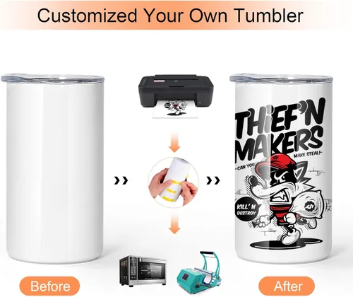 Miniatura 2 de AGH Vasos de sublimación de 12 onzas con tapas y pajitas, vasos de acero inoxidable rectos y delgados para niños, vaso aislado al vacío de doble