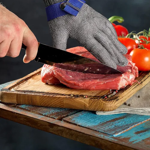 Miniatura 4 de Herda 1 par (L) guantes resistentes a los cortes de grado alimenticio, guantes de cocina de acero inoxidable para cortar carne, filete de pescado