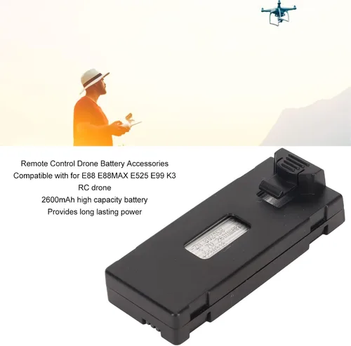 Miniatura 2 de Batería de dron a control remoto, 3.7 V 2600 mAh batería de iones de litio ABS control remoto UAV repuesto para E88 E88MAX E525 E99 K3 RC Drone