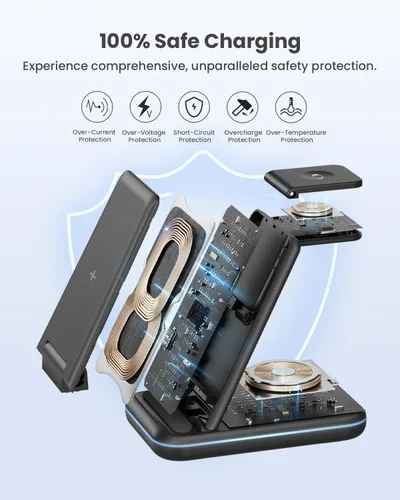 Miniatura 5 de GEEKERA Soporte de carga inalámbrico, estación de carga inalámbrica 3 en 1, para Apple Watch 7, 6, SE, 5, 4, 3, 2, Airpods 2/Pro, iPhone 13 Pro