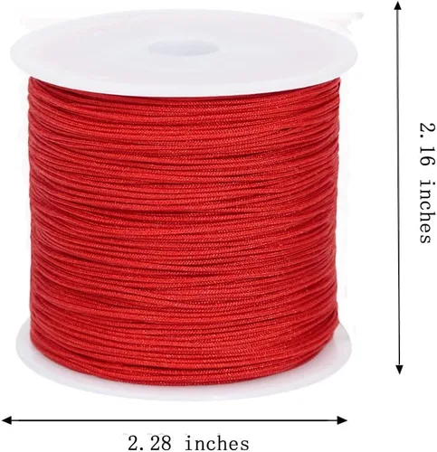 Miniatura 4 de Cuerda de nailon de 109 yardas de 0.031 in para pulseras de macramé, nudos chinos, collares, colgantes, fabricación de joyas (rojo)