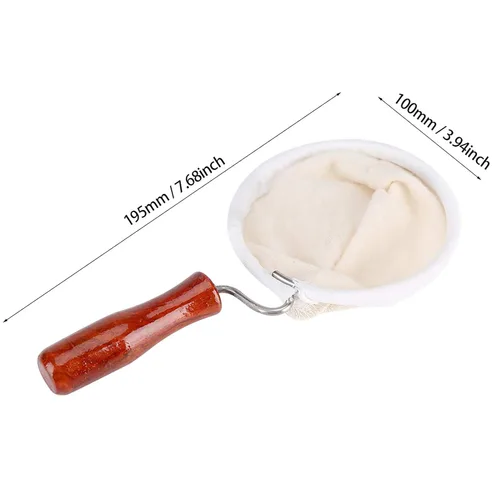 Miniatura 2 de Filtro de café, "tela de franela lavable reutilizable hecha a mano filtro de café colador con mango de madera para café de goteo a mano, tela se