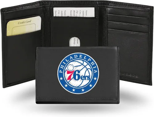 Miniatura 11 de NBA - Cartera de piel auténtica bordada de tres pliegues de 3.25 x 4.25 pulgadas, delgada por Rico Industries
