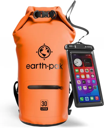 Miniatura 13 de Earth Pak Bolsa seca impermeable con bolsillo con cremallera, mochila impermeable para mantener el equipo seco Amarillo