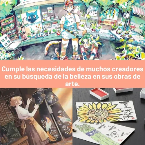 Miniatura 6 de Kuretake GANSAI TAMBI - Juego de pintura de acuarela de 24 colores II, Art Nouveau, suministros de arte de calidad profesional para artistas