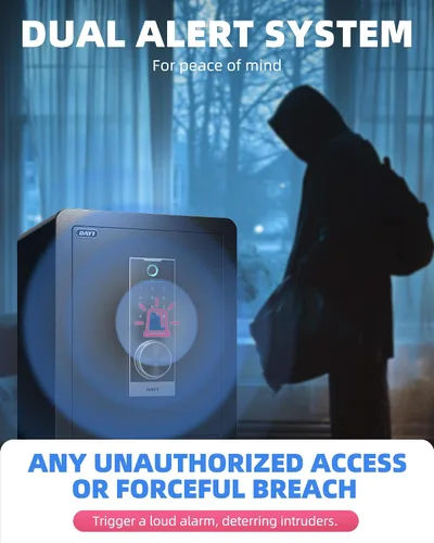 Miniatura 7 de Caja de seguridad biométrica de huellas digitales DAYI, cajas de seguridad para el hogar de 2.0 pies cúbicos con bolsa ignífuga, caja de seguridad