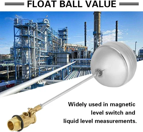 Miniatura 2 de Oumefar Válvula de flotador de latón DN15 G1/2 Rosca macho Bola de flotador de acero inoxidable Interruptor sensor de agua para tanque de agua